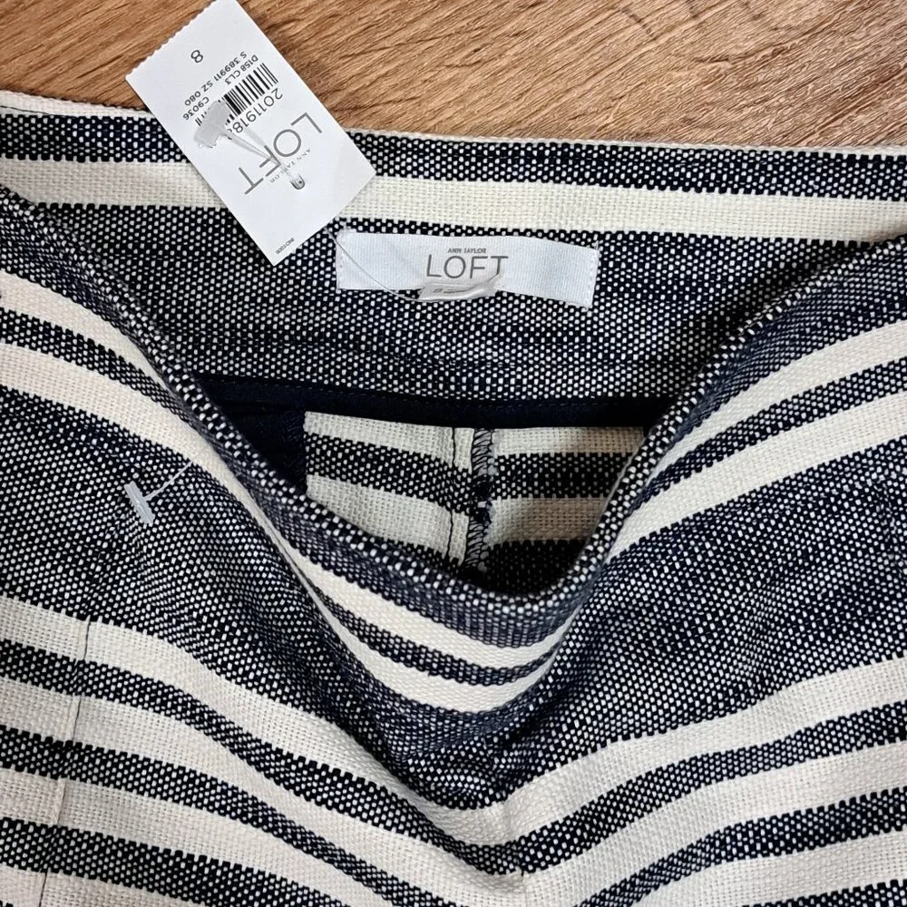 Loft The Riviera Black & White Shorts with Nautical Buttons NWT Size Misses 8
